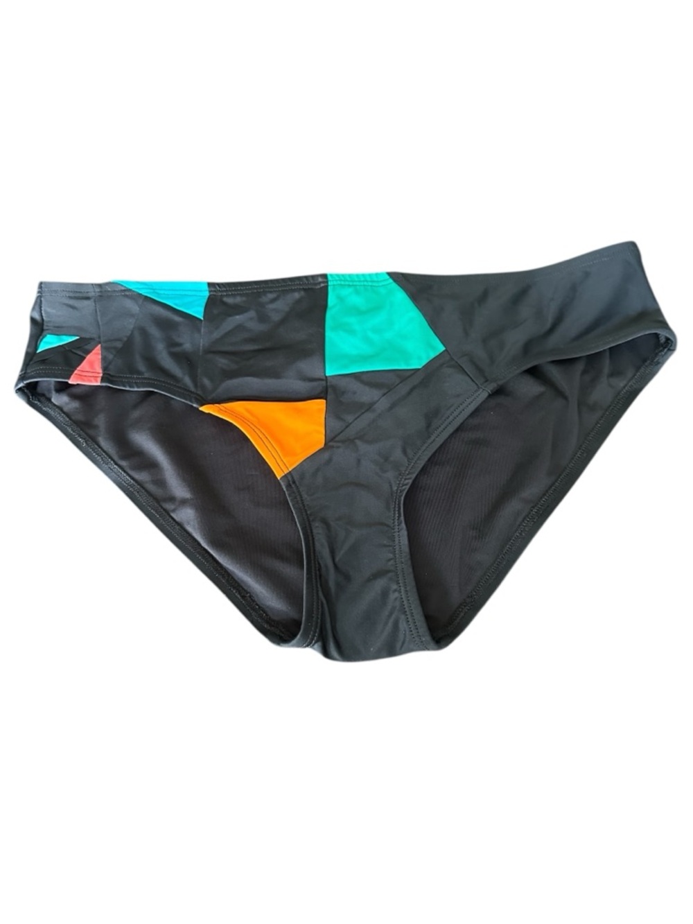 Zero Waist Daniel Black Patchwork Modern Swim Geometric Bikini Bottoms